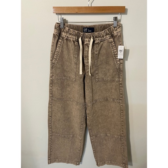 GAP Pants - Gap Denim High Rise Wide Leg Pants Womens XS Tan Brown Acid Wash Utility New
